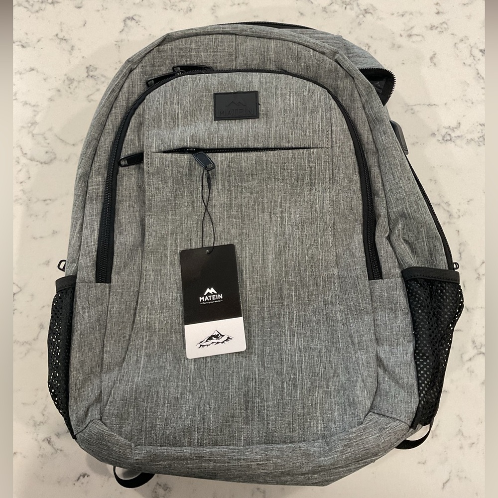 NWT Matein Gray Travel Laptop Backpack